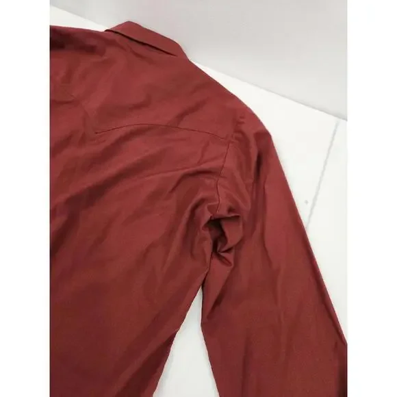 Vintage Men’s Medium Chute Red Maroon Western Pearl Snap Embroidered Wagon Shirt - Picture 14 of 15